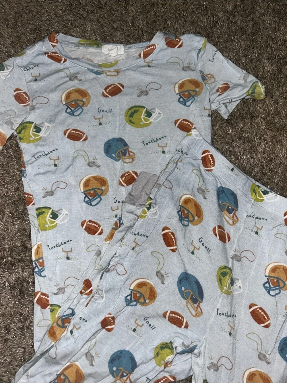 Kids Football Helmet Pajama Set - Light Blue